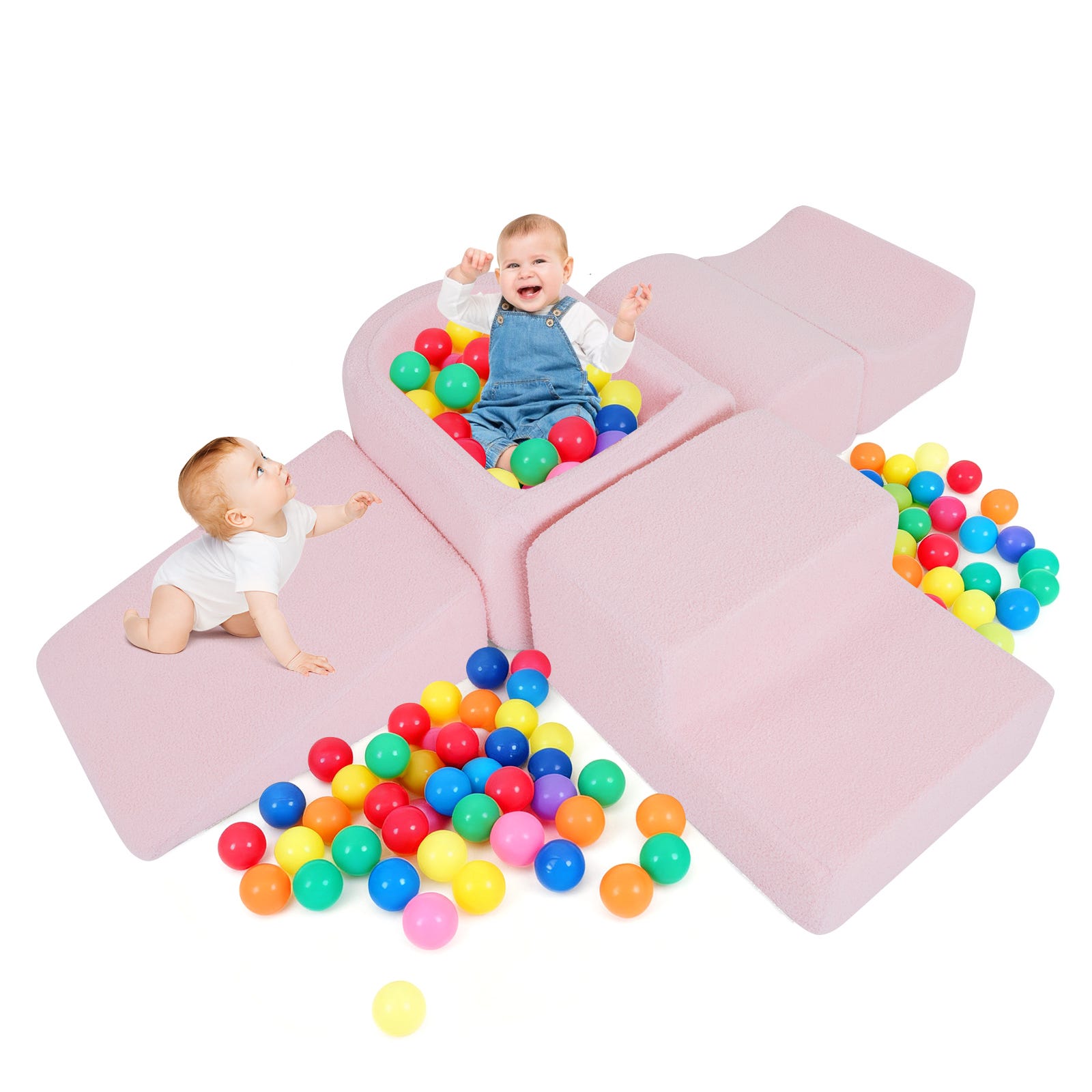 AIYAPLAY 15 PCS Parcours Motricité Bébé En Mousse Avec Piscine à Balles - Soft Play Pour Enfants 3 Ans+