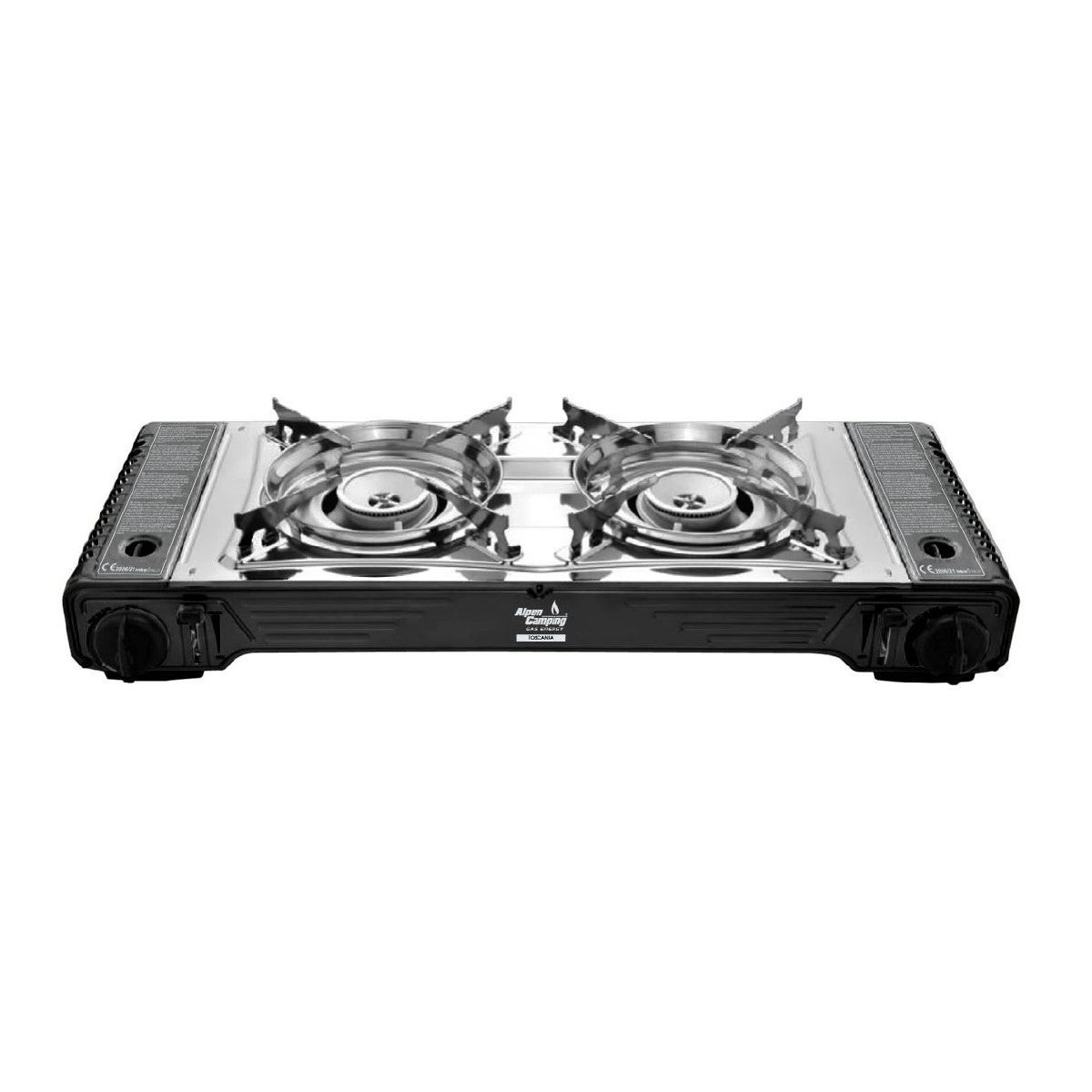 Réchaud De Camping 2 Feux – Allumage Piézo, Puissance 2x1,15 KW – Avec Plateau BBQ Et Mallette