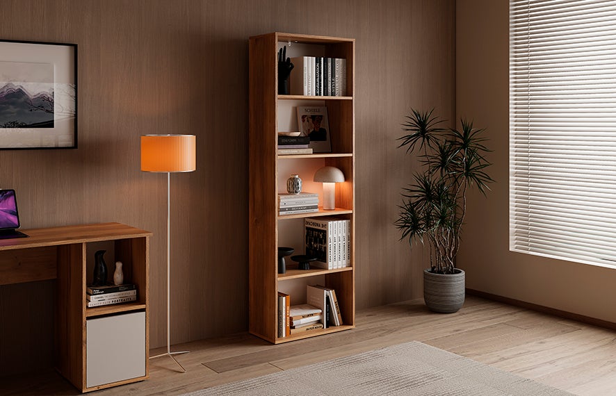 Estante Alto Mauvella Bege 182x60x29,4 cm – Móvel de Arrumação Moderno em Melamina Resistente para Casa ou Escritório