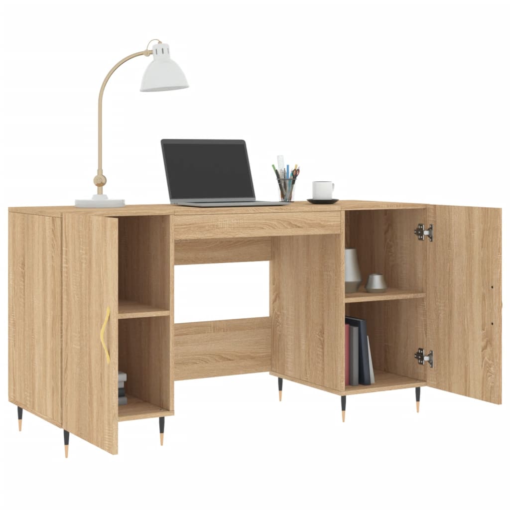 Bureau，Table de travail，Table d'étude chêne sonoma 140x50x75 cm bois d'ingénierie CWV92495 - 4