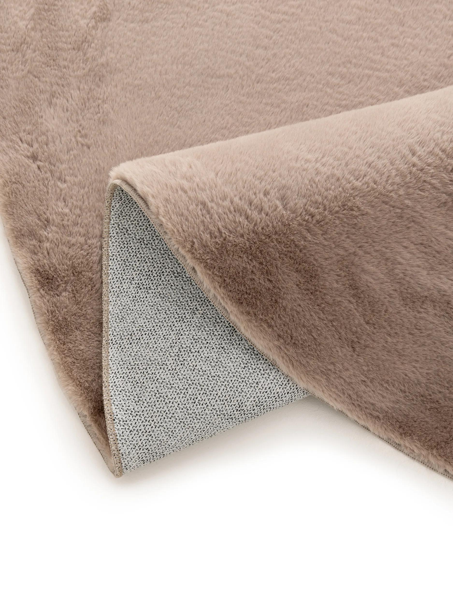 BENUTA - Tapis Fausse fourrure Furry taupe ø 80 cm rond - 5