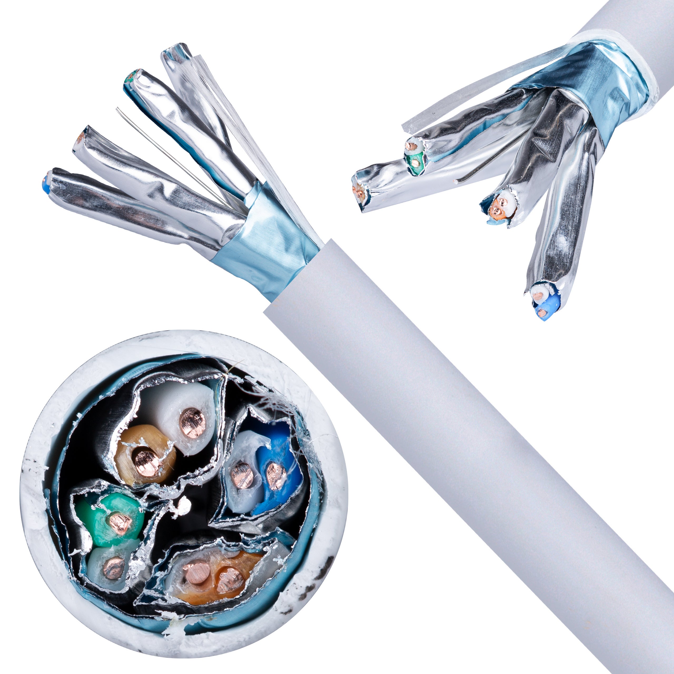 Kabel sieciowy F/FTP kat.6A skrętka 4x2x0,57mm wewnętrzny Dca bezhalogenowy LSOH szary Alantec 500m