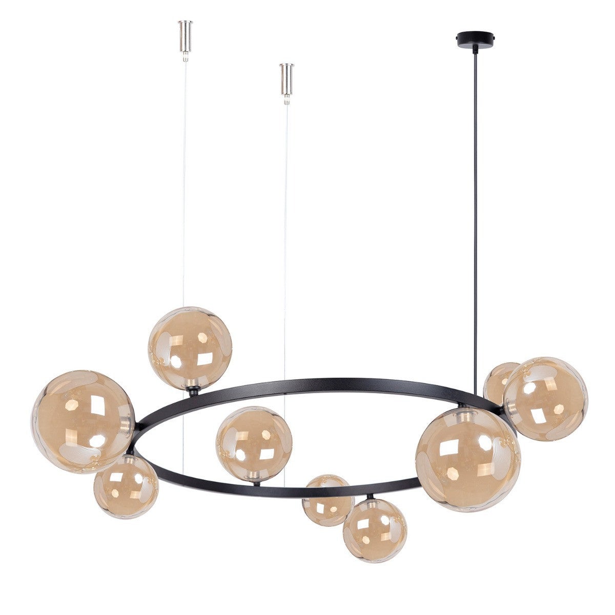 Lampa wisząca Bolero czarno-bursztynowy 9xG9x12W wym: 150 x 92 x 92 cm metal SIGMA