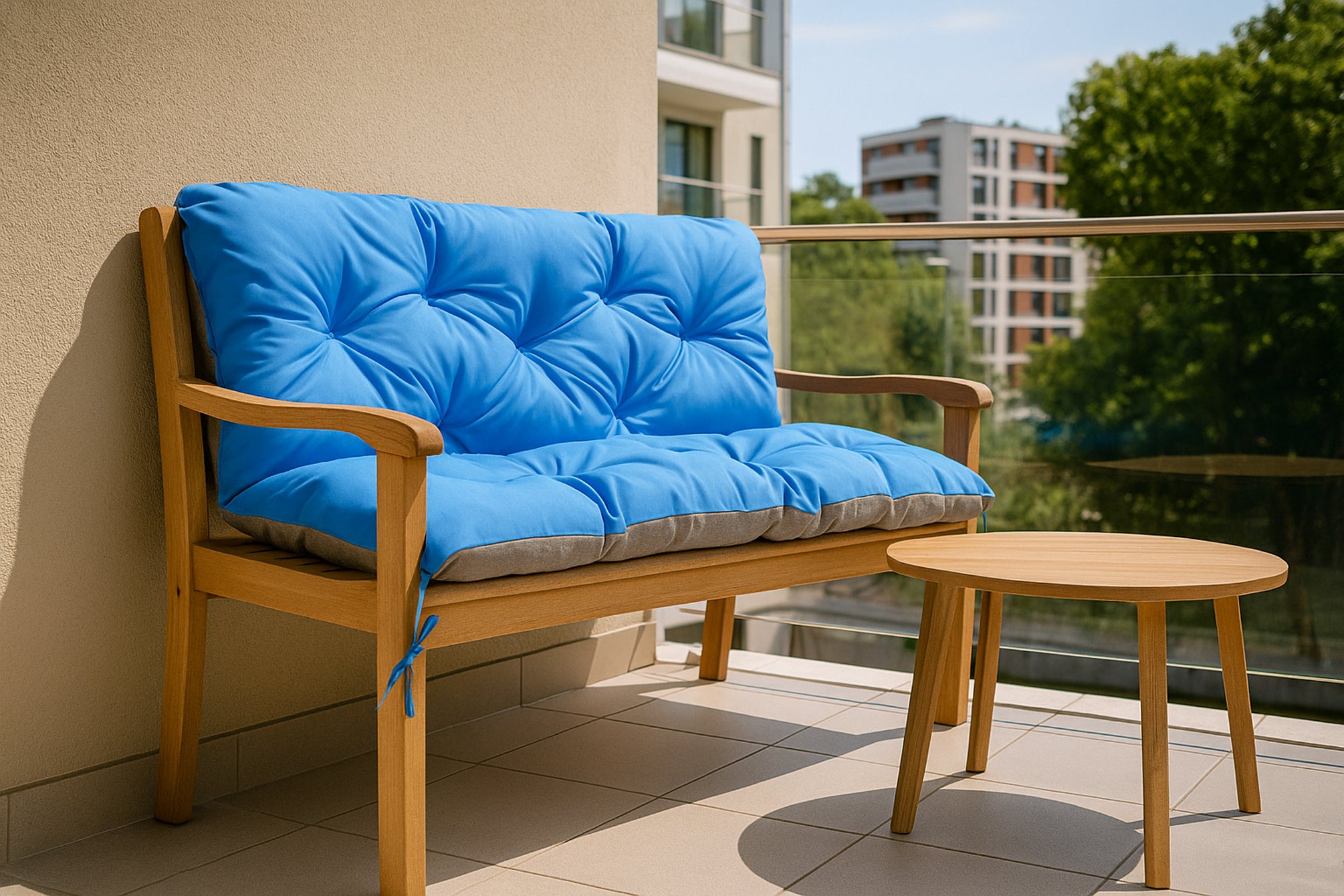 Coussin pour banc de jardin 120x60x50cm, coussin de jardin Bleu, coussin de banc extérieur, coussin de banc de jardin, coussin de balançoire - 4