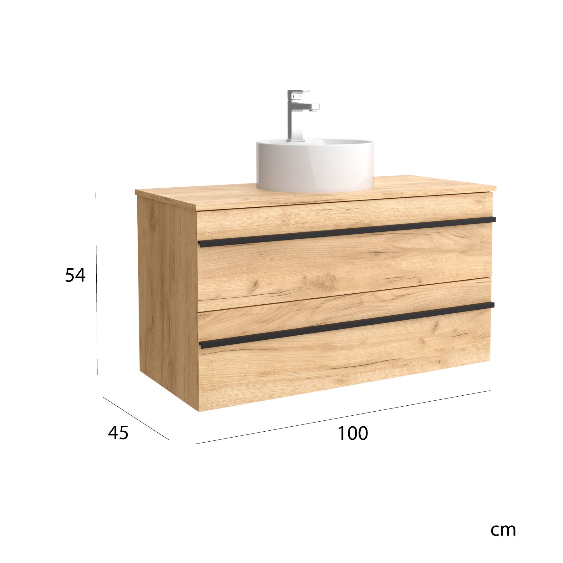 Meuble de salle de bain BORN 100cm Chêne | Vasque à poser - 5