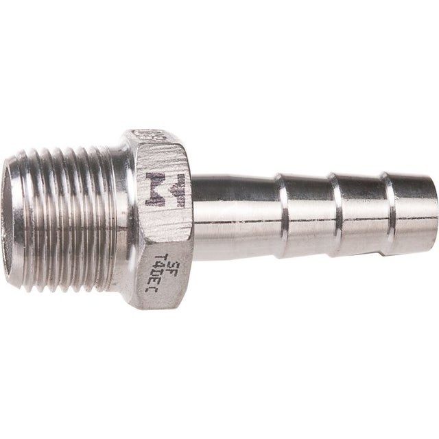 Raccord cannelé inox droit à visser - M 3/4' - Diamètre 20 mm