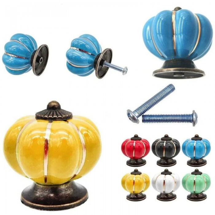 Uchwyty meblowe - Uchwyty do szuflad - Ceramiczne - 7 sztuk - Wielokolorowe