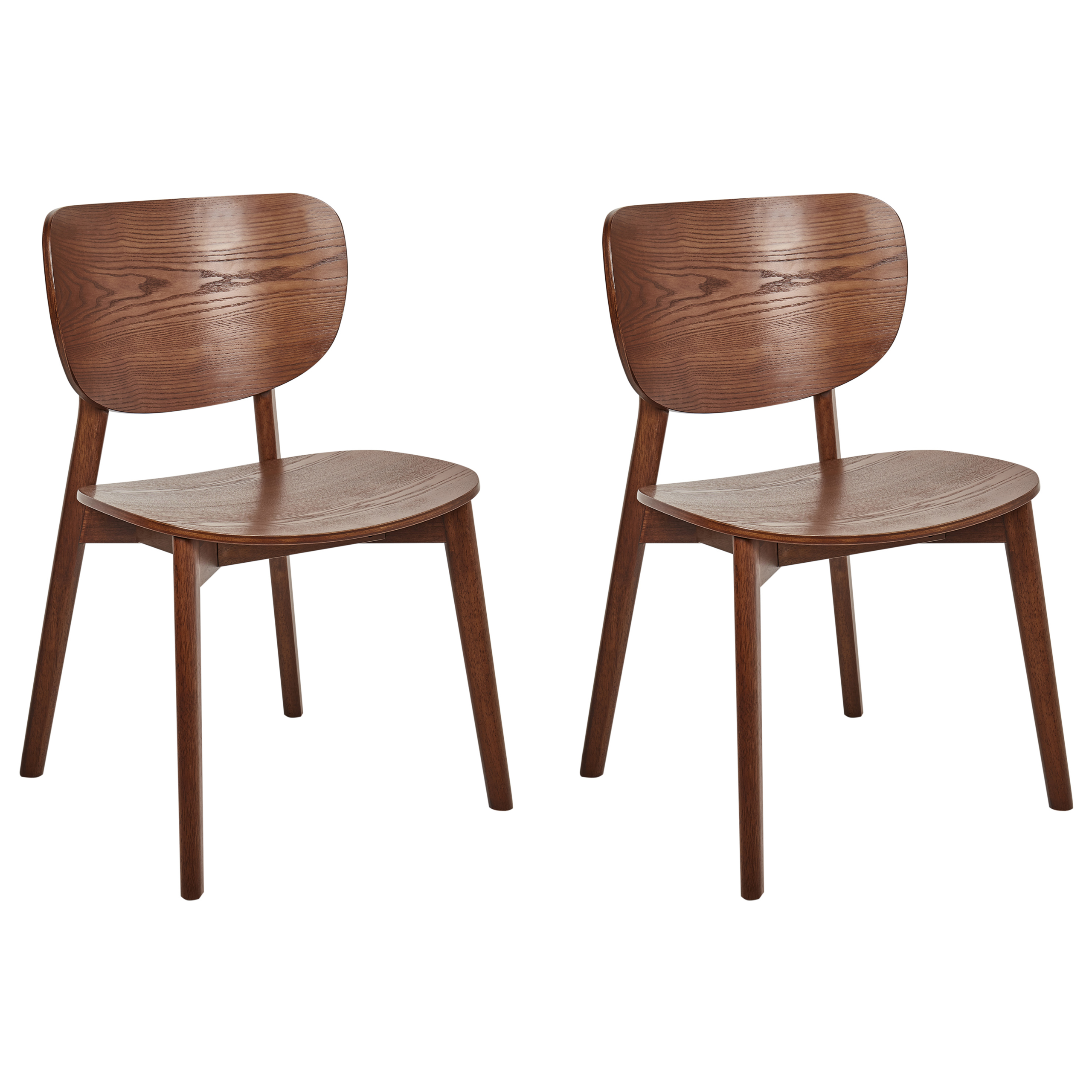 Beliani Conjunto De 2 Sillas De Comedor Overly Madera Marrón/Oscuro , Leroy Merlin