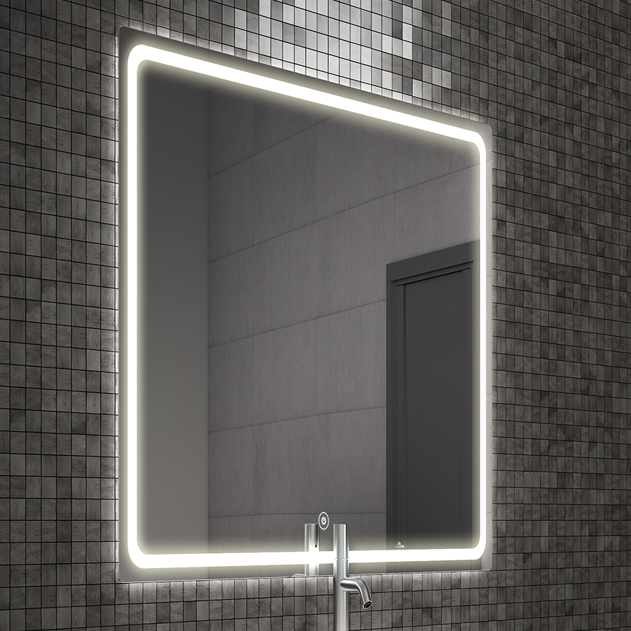Meuble de salle de bain simple vasque - 2 tiroirs - IRIS et miroir Led VELDI - ciment (gris) - 100cm - 8