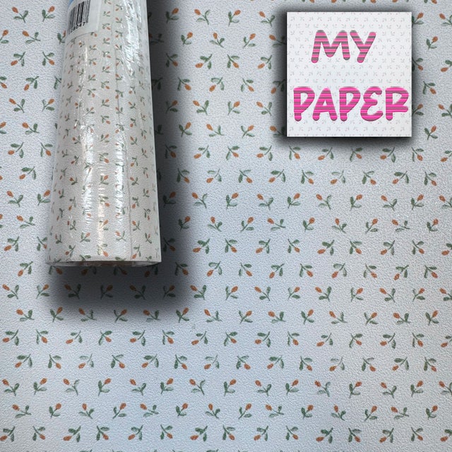 SUPER STOCK 0,56 €/m² - Rollo de 5,2 m² (10x0,52 m) de Papel Pintado Vinílico Lavable de Alta Calidad FLORES NARANJAS