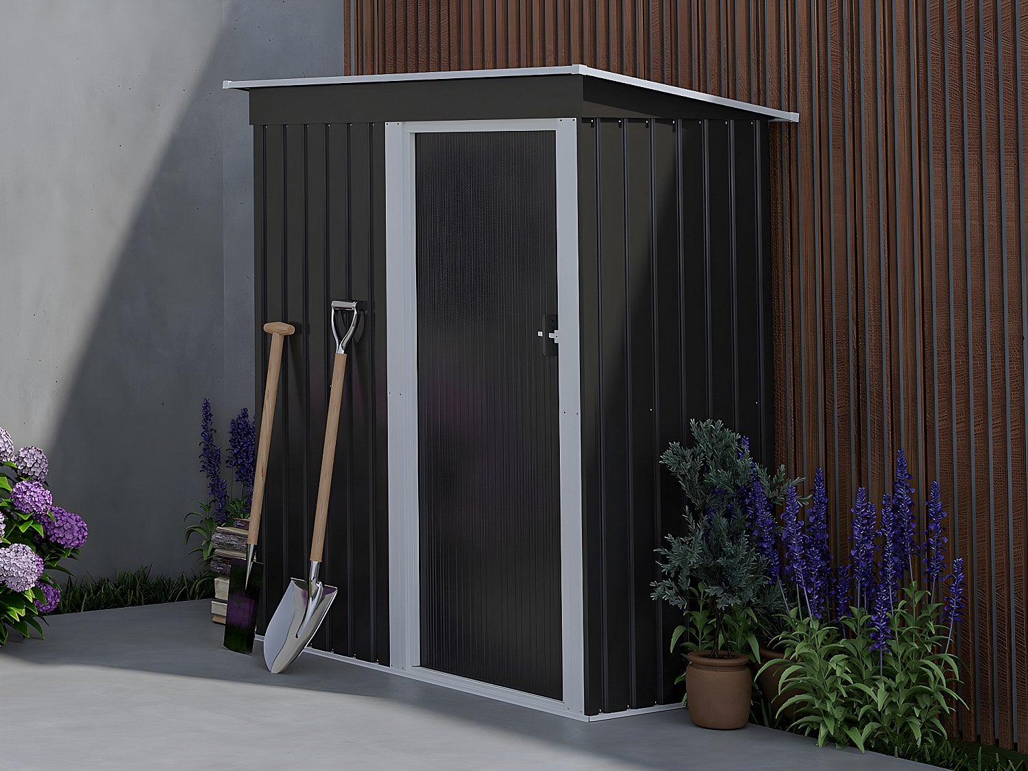 Wiata ogrodowa ze stali galwanizowanej w kolorze szarym BIRON - 1.1m²