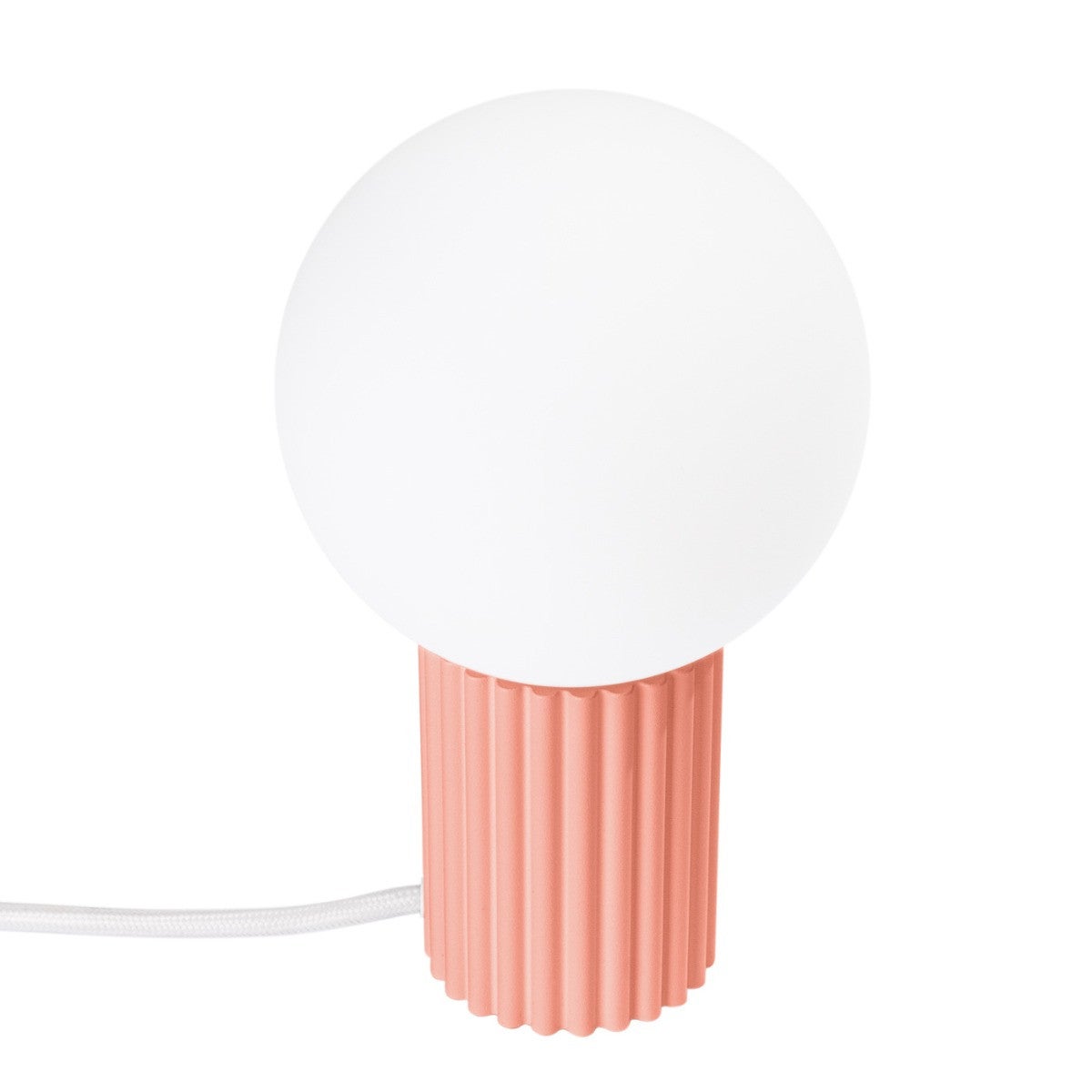 Lampka biurkowa nowoczesna brzoskwiniowy ryflowany korpus szklana biała kula włącznik do przedpokoju salonu 1xG9 8W HALO Sollux Lighting
