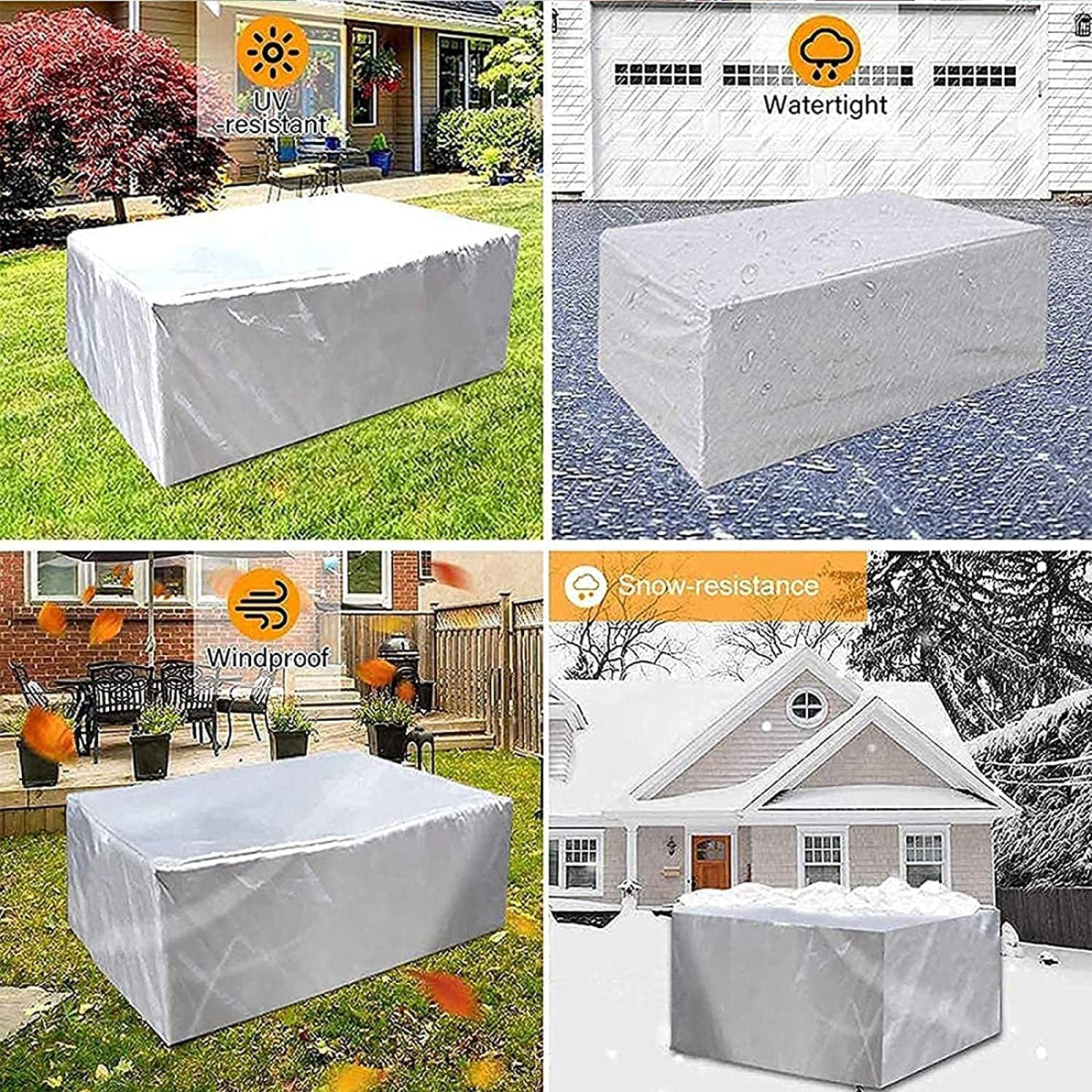 Housse Salon de Jardin 200*100*120CM Tissu Oxford très résistant Housse de Protection pour Mobilier Housse de Table de Jardin Extérieur Imperméable - 3