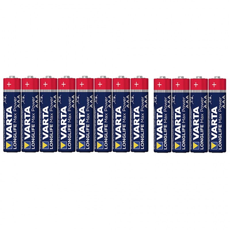 Lot de 12 Piles Alcalines Lr03 - Aaa Varta Longlife Max Power (8+4 Gratuites) En Blister - 2