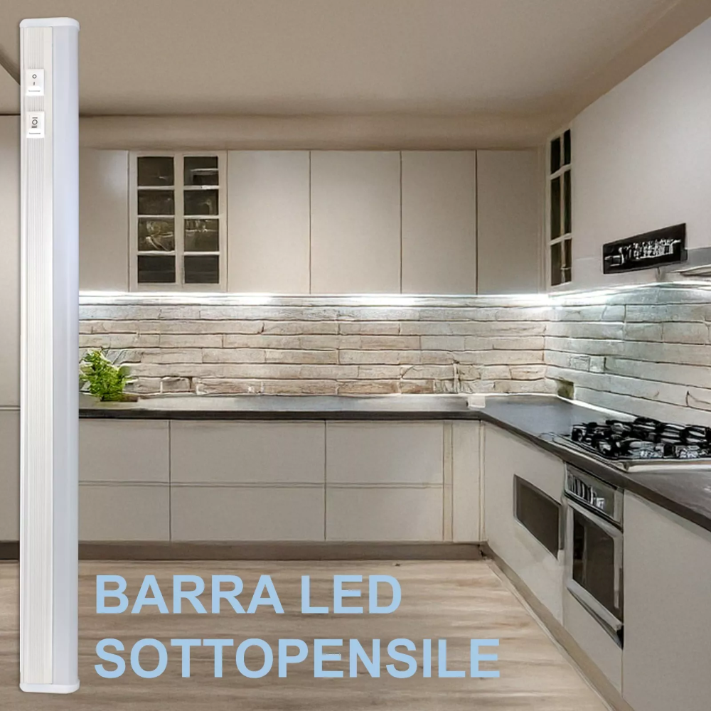 Barra a LED sottopensile reglette luce Neon sotto pensile basso consumo per cucina cambio colore ON OF prolungabile 220V 36W 4000LM 150cm - 5
