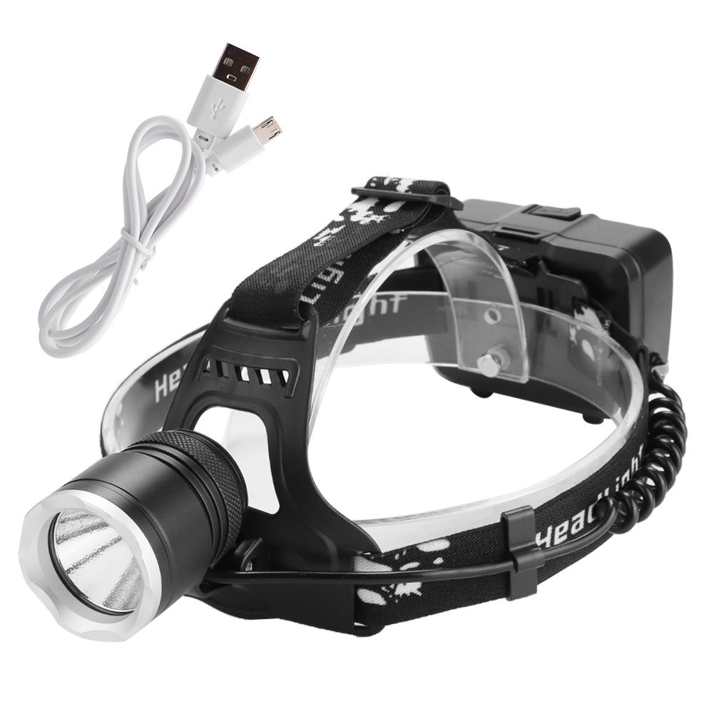 Lampe Frontale LED 18650 Rechargeable - Noire - Puissante Et étanche