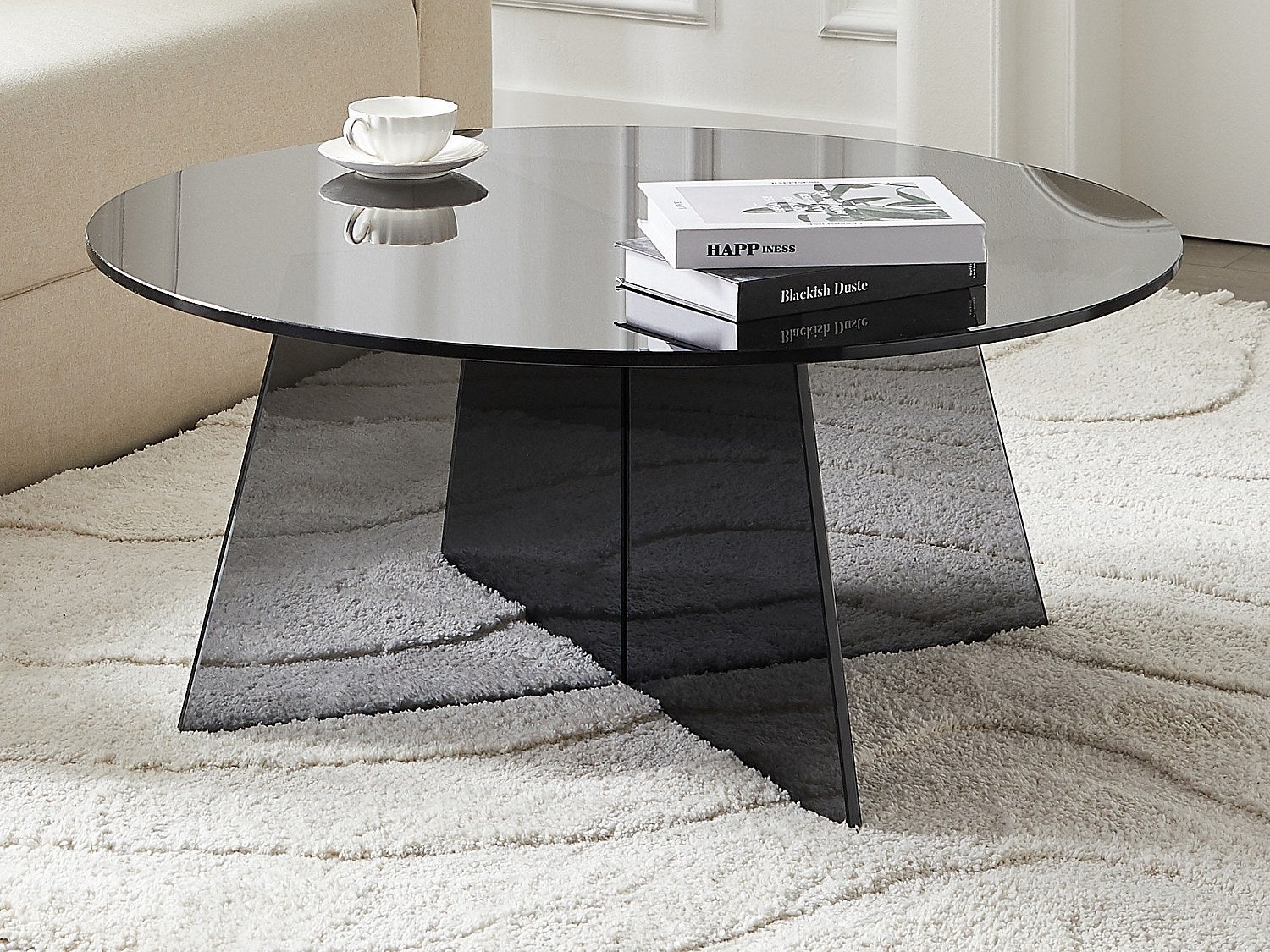 Stolik kawowy ze szkła hartowanego - Antracytowy - SELVORA