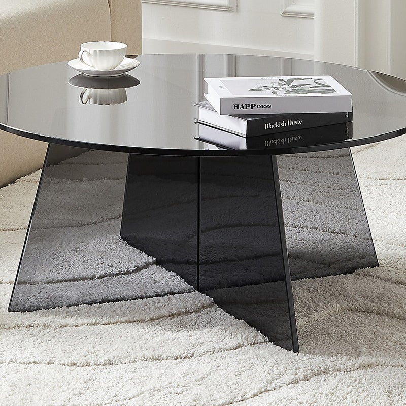 Stolik kawowy ze szkła hartowanego - Antracytowy - SELVORA