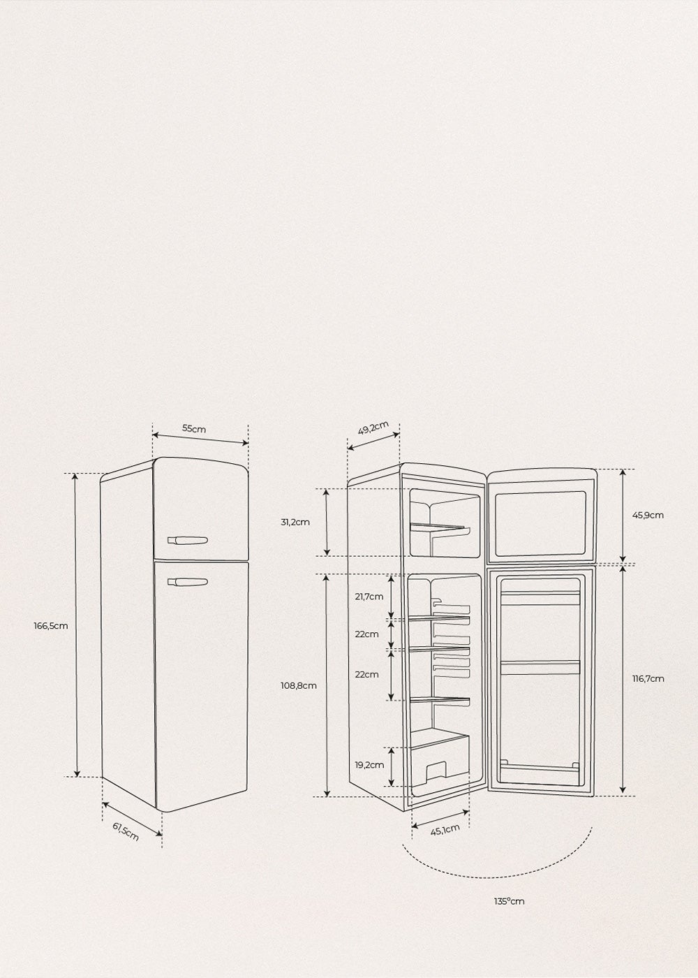 CREATE - FRIDGE STYLANCE TOP 246L - Frigorífico combi de estilo Retro - 8