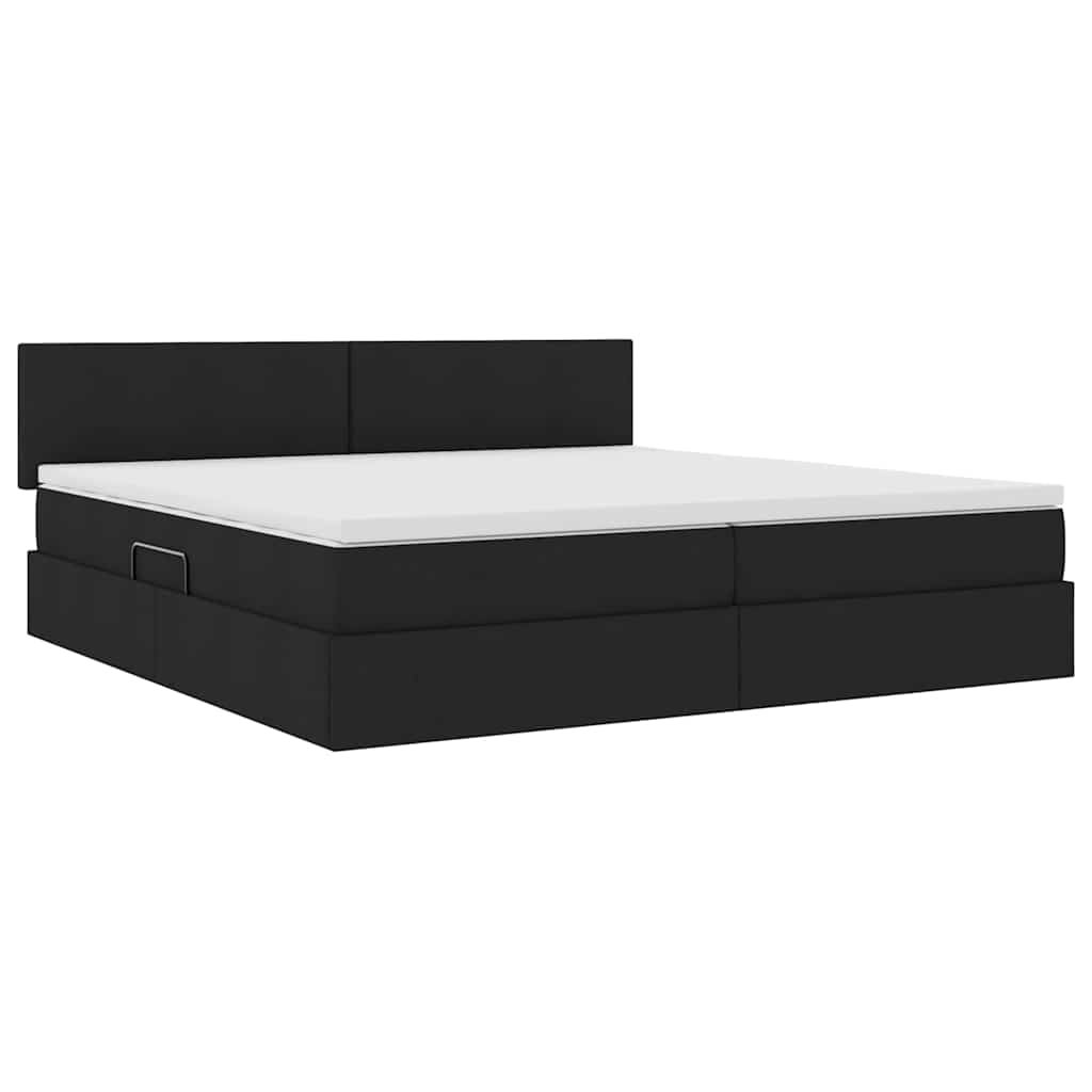 Lit avec rangement et matelas, en velours noir, pour la chambre, 200 × 200 cm - 5