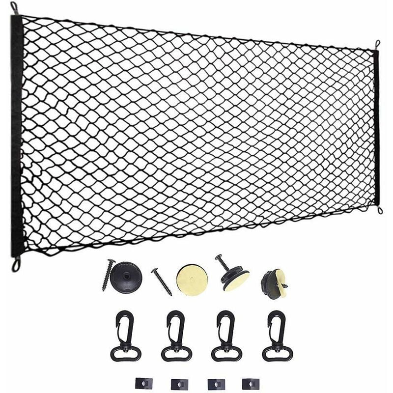 Lot De 4 Filets De Rangement Auto Avec Velcro - 40x25 Cm, élastiques, Pour Sièges Ou Coffre