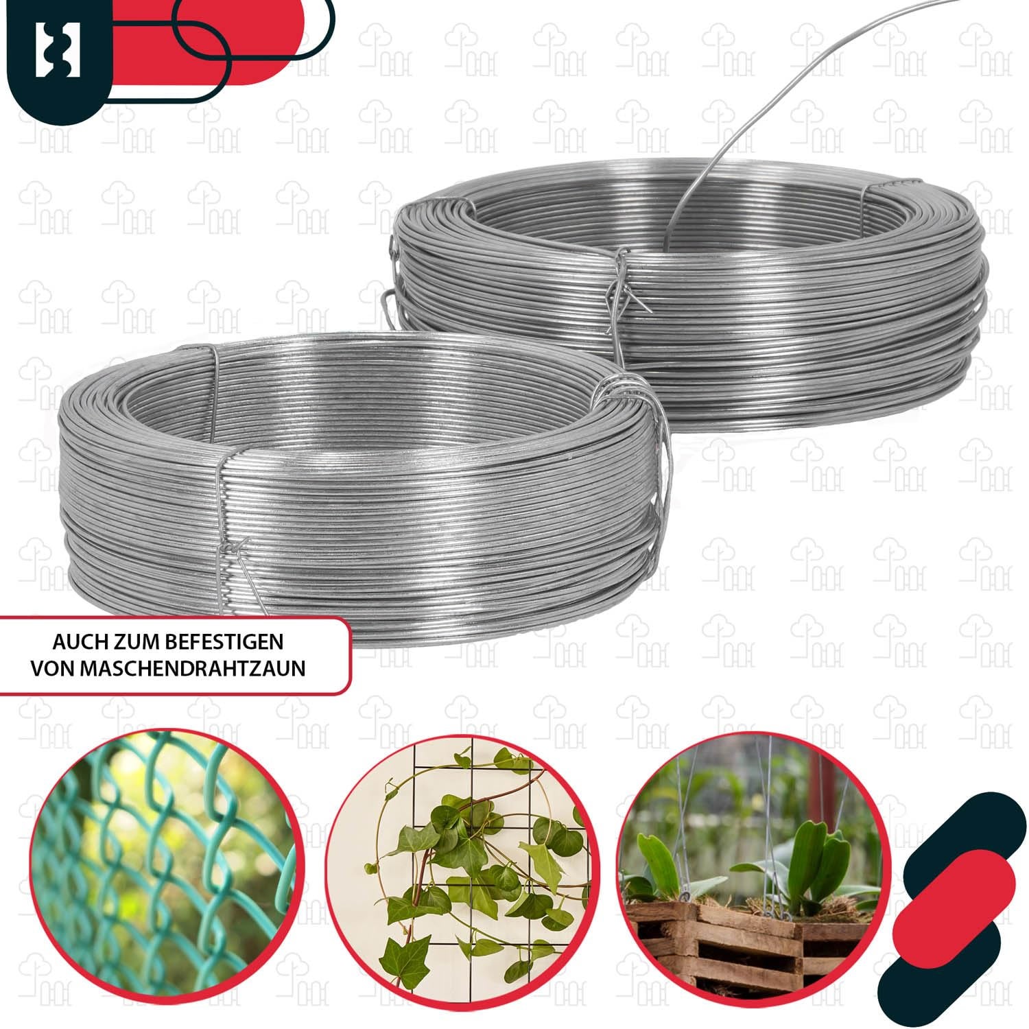 Fil de Jardin Galvanisé, diamètre 1,4 mm - 100 m - Fil de Serrage - Fil de Clôture - Pour Attacher des Plantes - KOTARBAU - 5