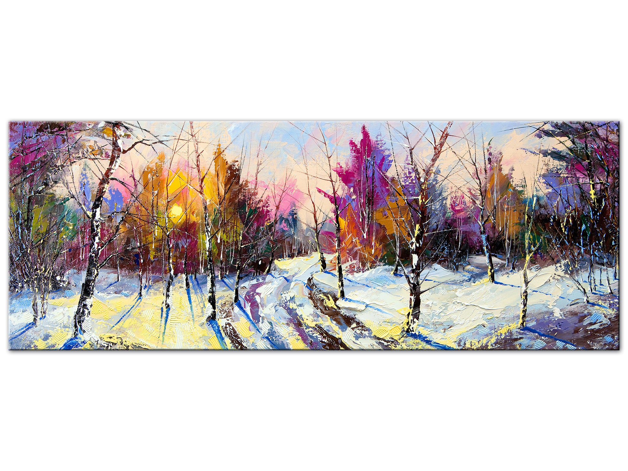 DECLINA, Tableau toile imprimée paysage, Tableau peinture panoramique PAYSAGE DE FORET, 120x50 cm - 2
