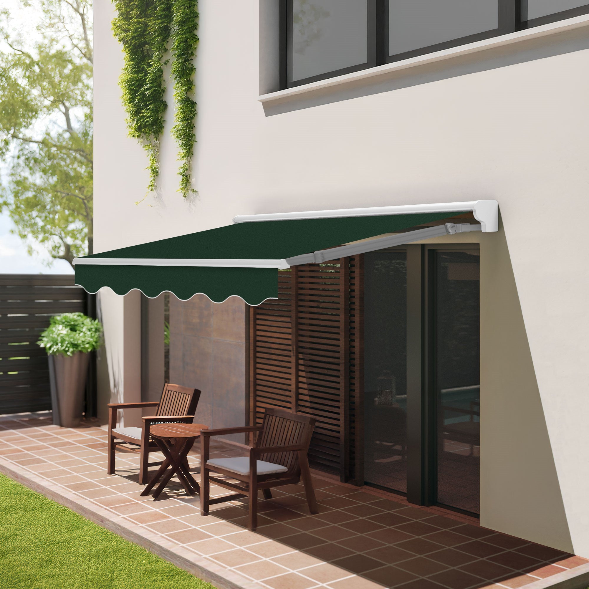 Toldo Motorizado Exterior 4x2,5m Verde – Controle Remoto – Semicofre – Lona de Proteção Solar - 2