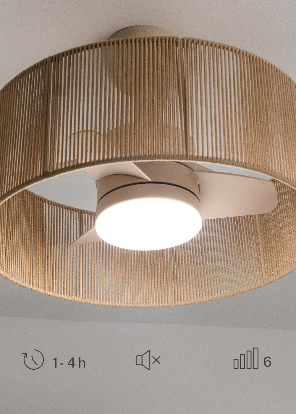 WIND LAMP WOVEN Ventilateur de plafond silencieux 25 W avec éclairage LED Ø 55 cm - 5