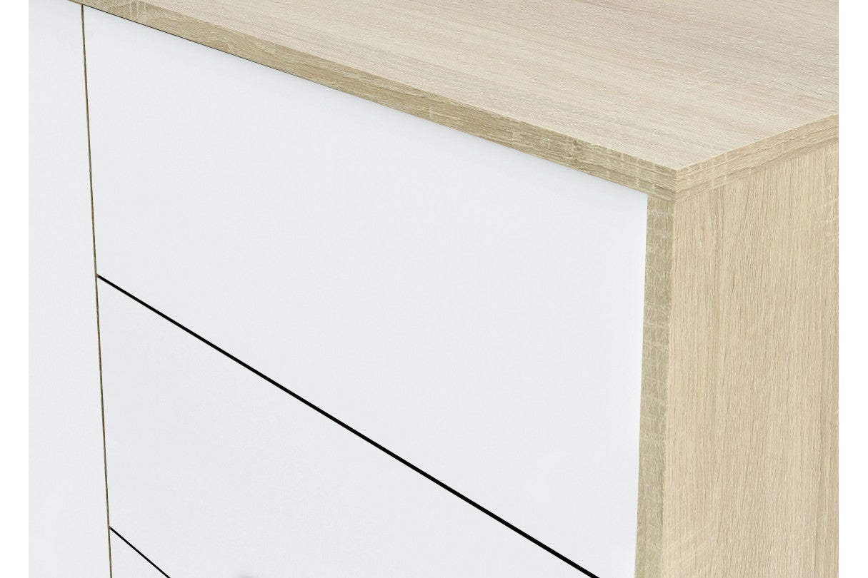 Buffet AMAYA 2 portes et 3 tiroirs L154cm - Blanc / Bois - 7