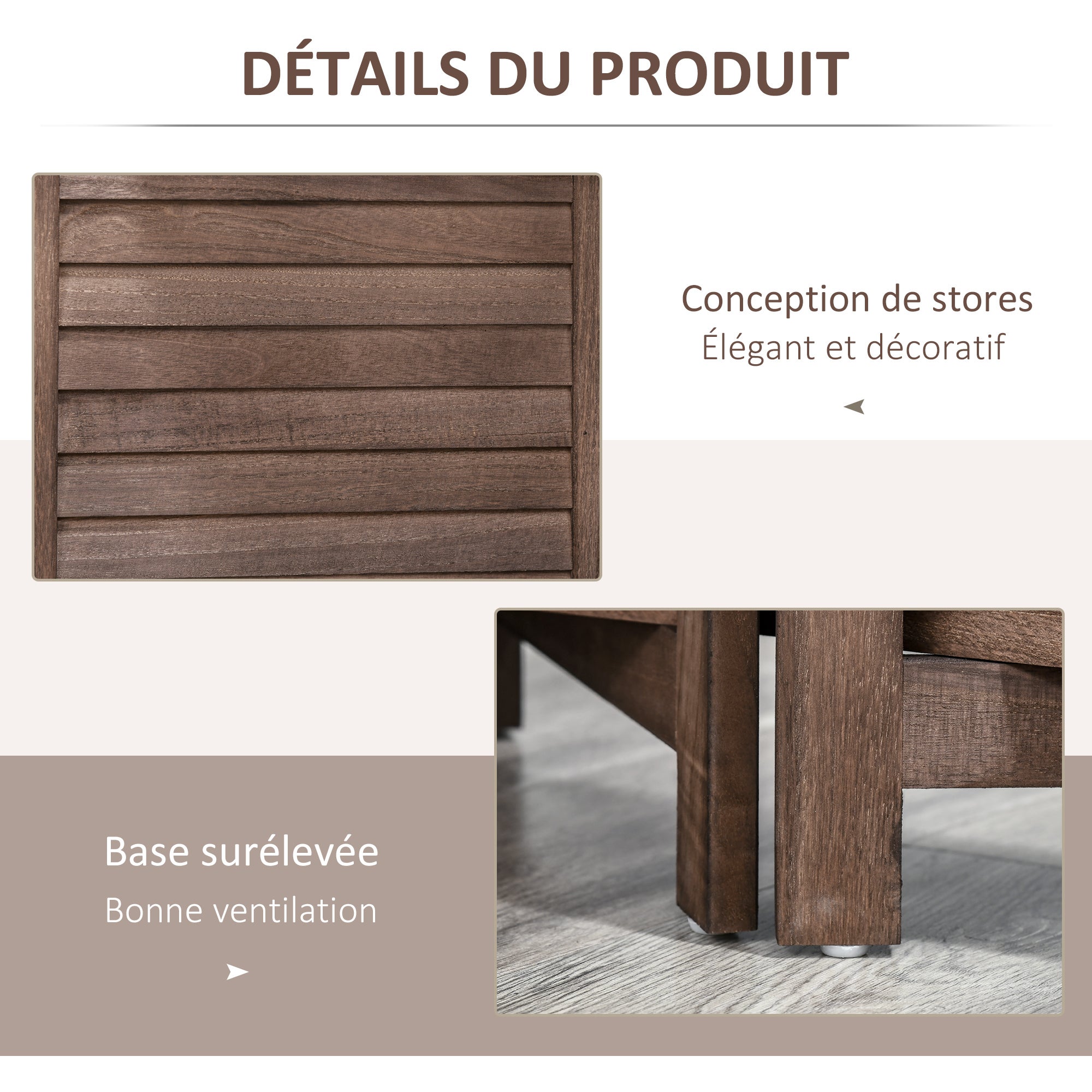 Paravent intérieur 4 Panneaux 162Lx170Hcm 3 étagères Pliables séparateur de pièce Portes persiennes Bois de Paulownia Noyer - 8