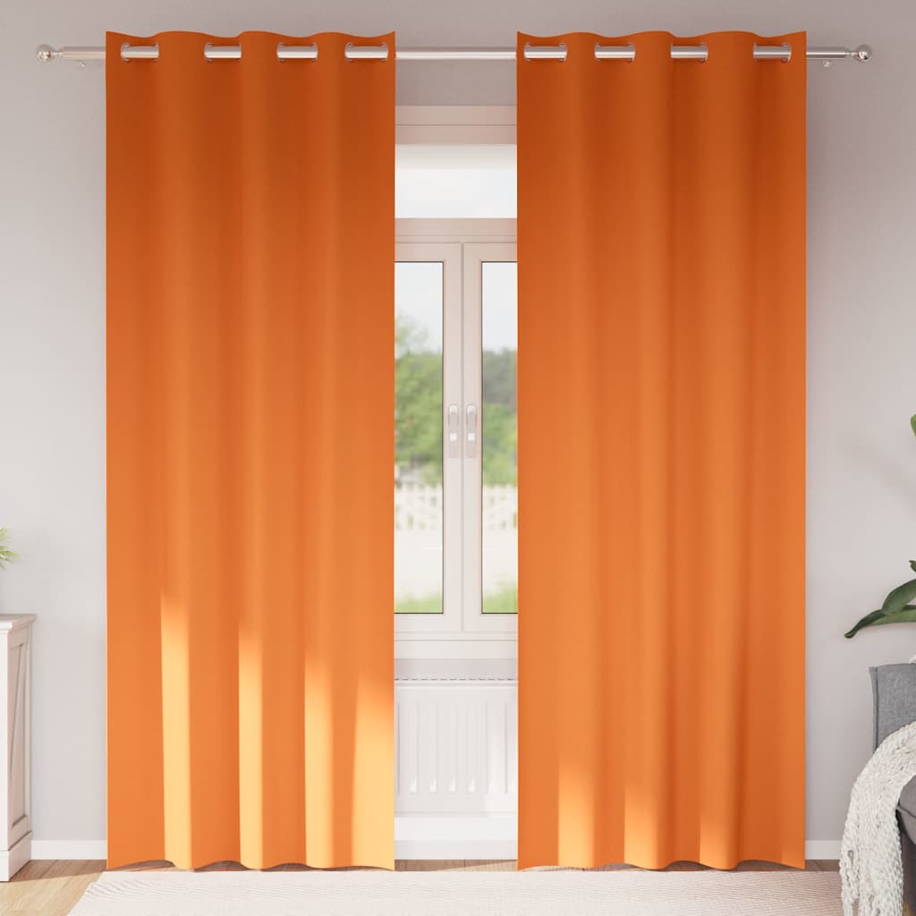 Firany blackout z kółkami 2 pcs Jasnopomarańczowy 260 x 140 cm vidaXL