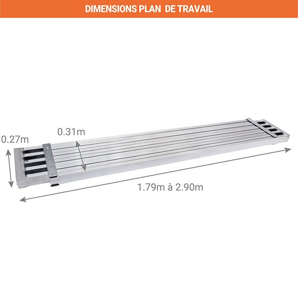 KIT plateforme télescopique - Longueur 2.90m - Hauteur de travail max 2.47m - 402310/686601 - 3