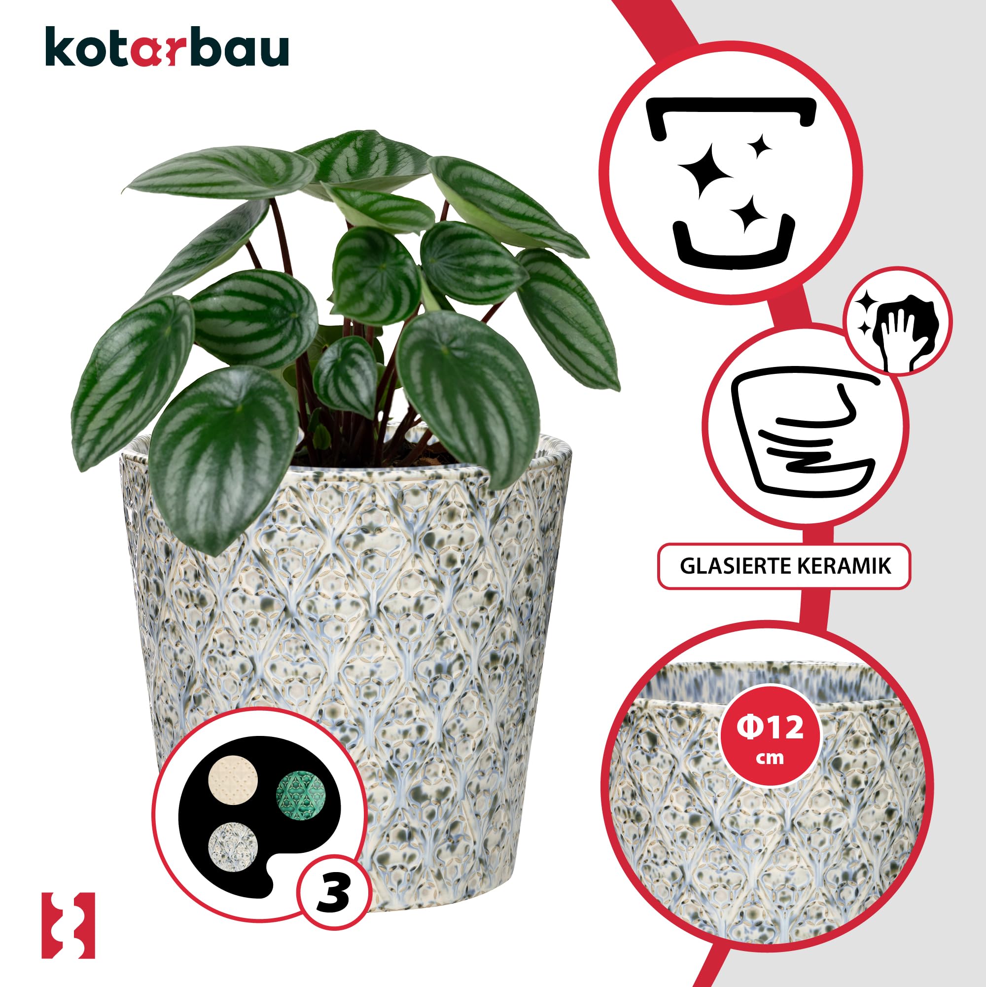 Donica 12cm doniczka osłonka trapezowa ceramika szkliwiona na kwiaty domowa - KOTARBAU - 4