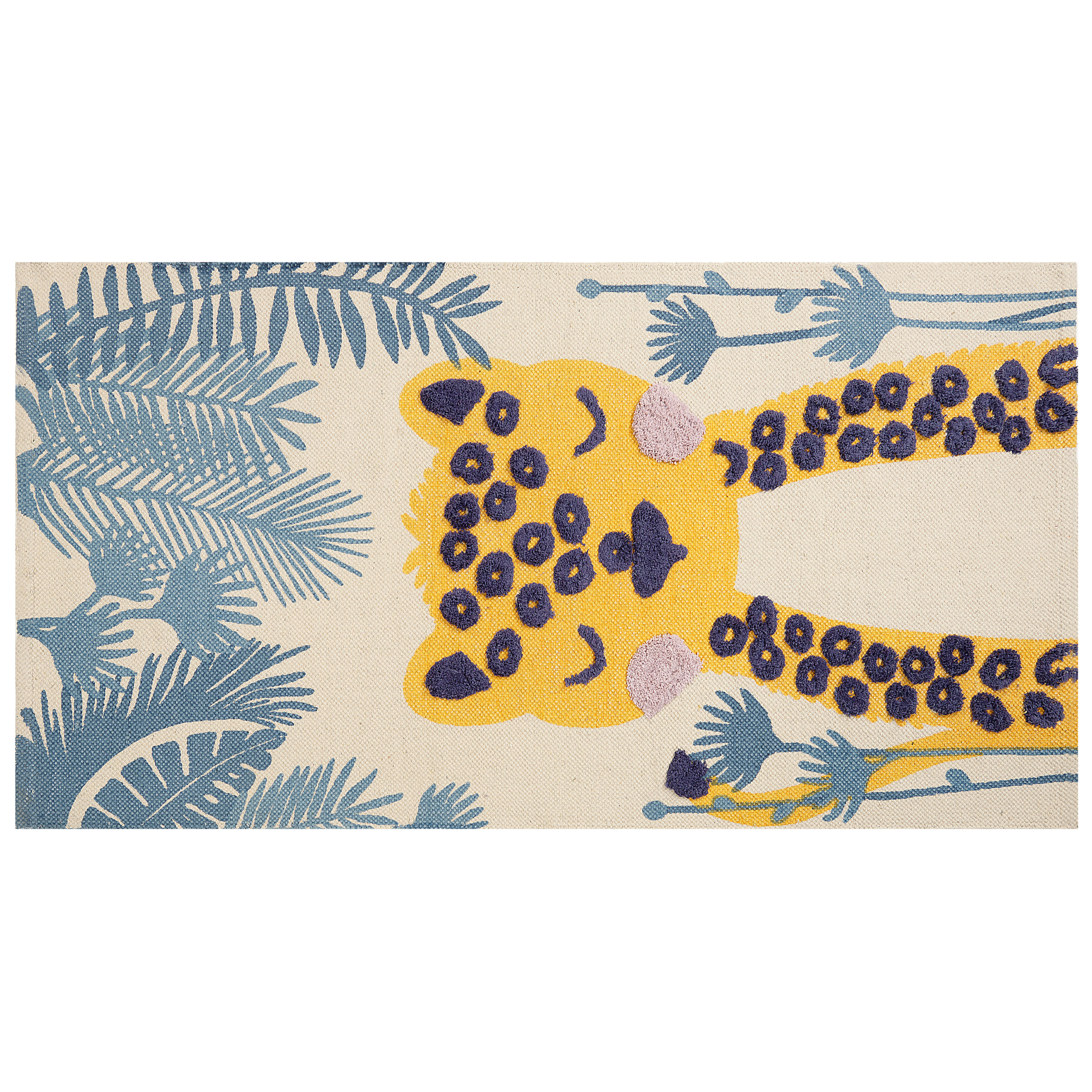 Beliani alfombra de algodón multicolor motivo leopardo 80 x 150 cm luas