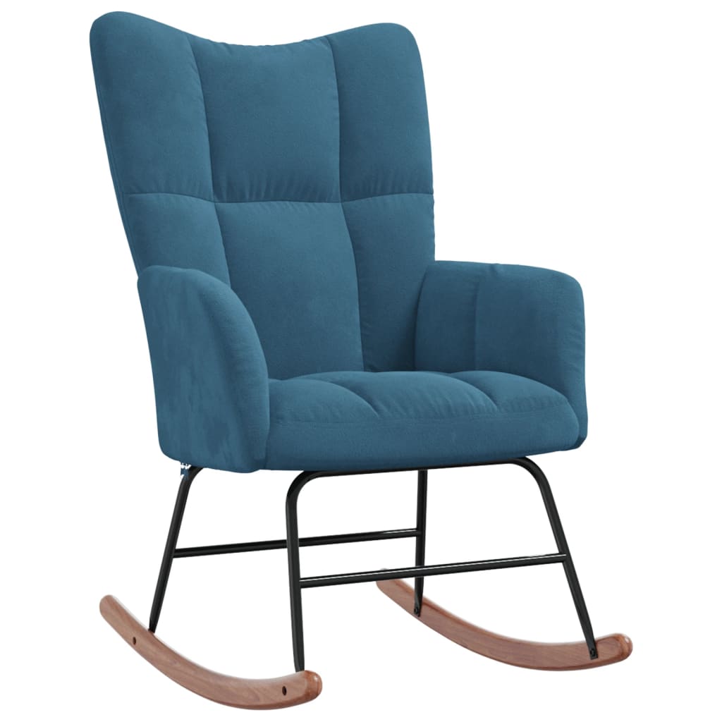 Silla mecedora | sillón balancín relax | sillón de salón de terciopelo azul cfw429692