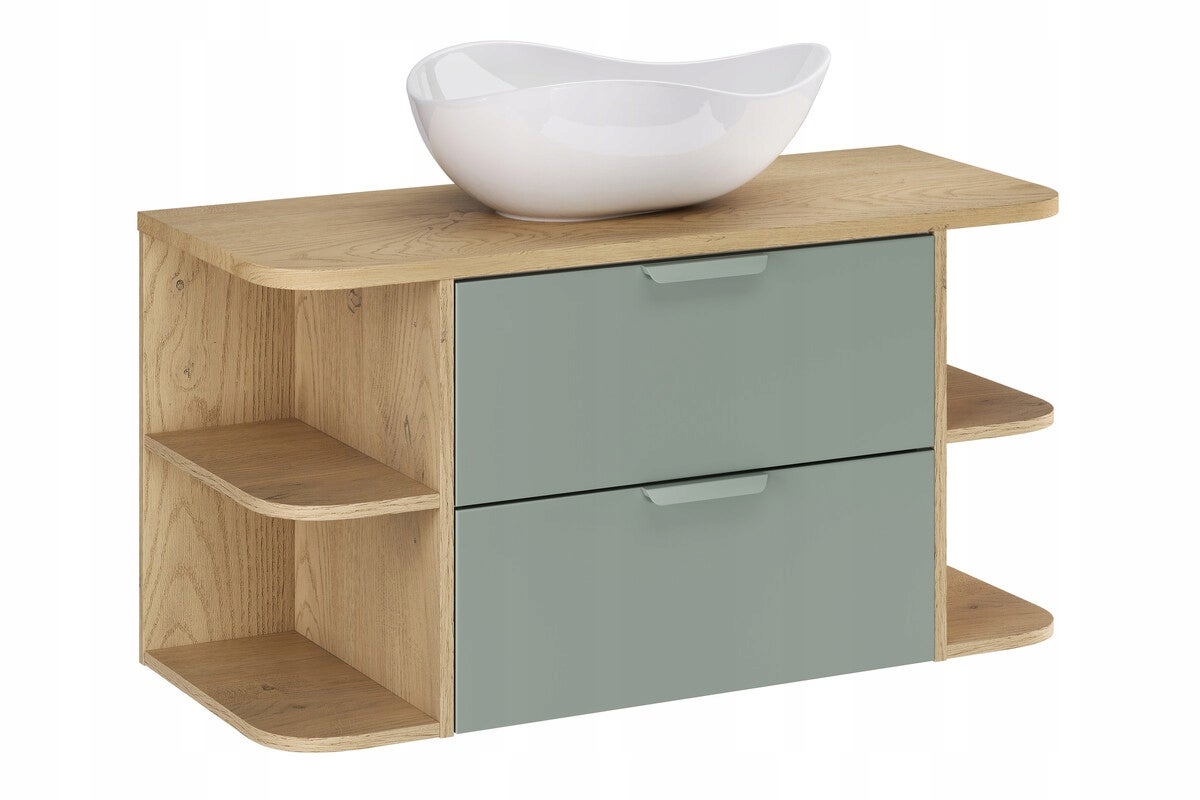 Szafka łazienkowa ASTER GREEN 100 cm zielony mat z blatem i umywalką