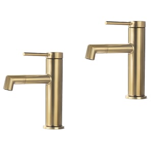 LONHEO MAX 2pcs Robinet de Lavabo Bec Rotation 360°, Mitigeur à Eau Chaude/Froide pour Vasque, Robinet de Salle de Bain avec Barboteur Démotable,Doré