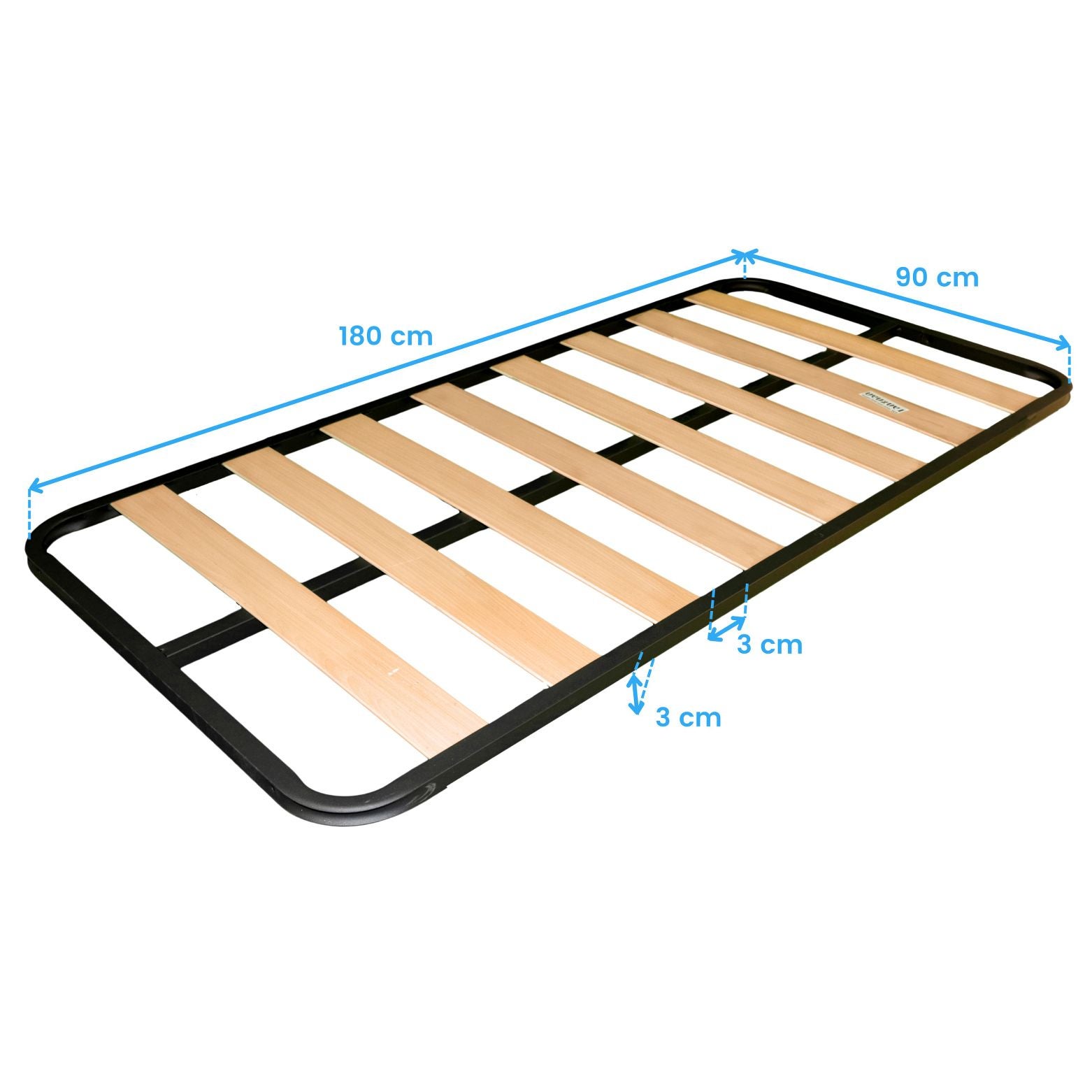Estrado de 90x180 cm em tubo de aço 30x30mm, ripas de madeira de álamo com reforço central e pintura metálica (sem pés) - 5