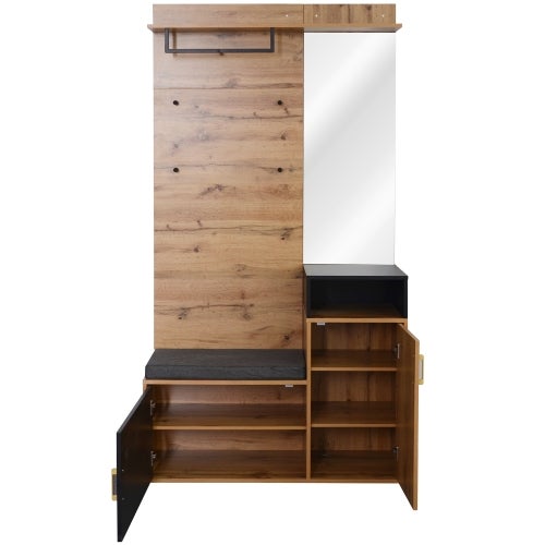 Ensemble armoire comprenant 4 patères, un porte-manteau mural, un compartiment de rangement supérieur - 4