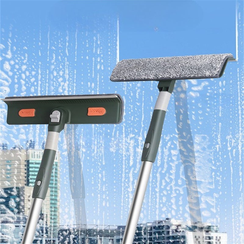 Limpiacristales telescópico de 144 cm - Escobilla de goma con 2 paños de recambio, mango extensible, ideal para ventanas, espejos y parabrisas - 3