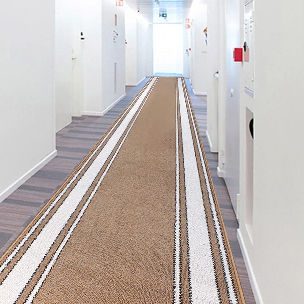 Tapis d'escalier Coureur d'entrée Revêtement de Marche Antidérapant Style Classique Beige 67x120 cm - 8