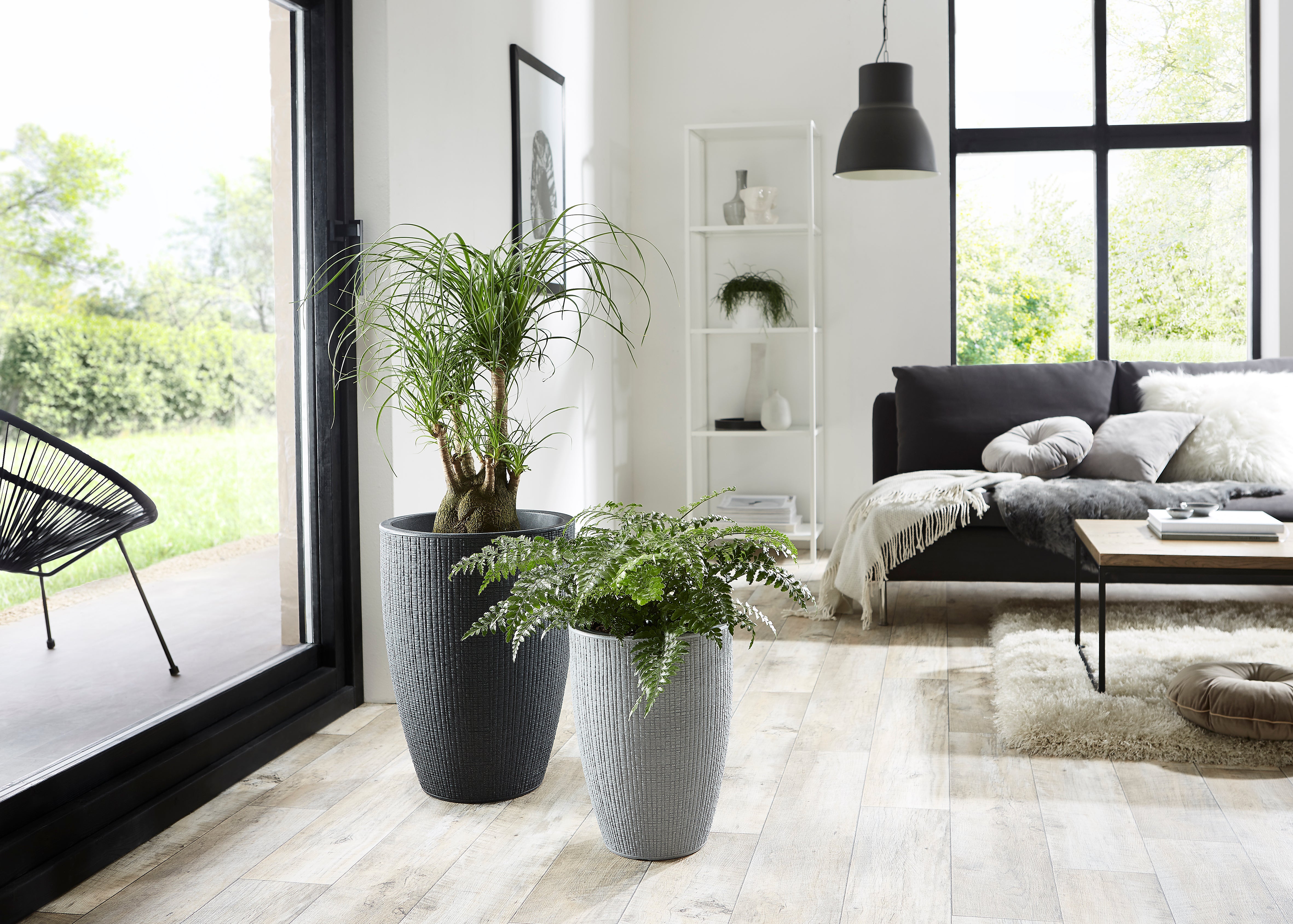 Scheurich Barceo High 54, vase/pot à fleurs/jardinière, cylindrique, coloris: Stony Black, fabriqué avec du plastique recyclé, pour l’extérieur - 4