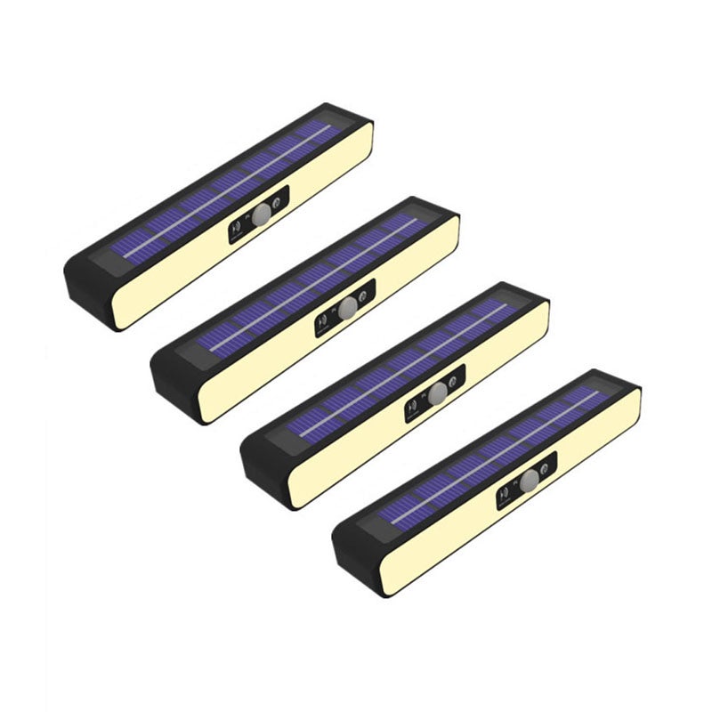 Solarne lampy ścienne 4 sztuki, solarne lampy ogrodowe, ciepłe światło z czarną obudową