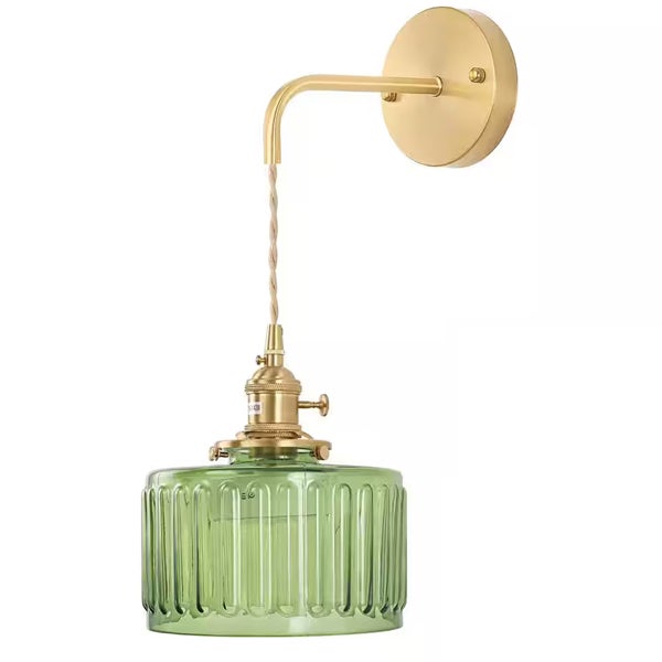 Lampa ścienna LED 4W - Klosz ze szkła w paski - Zawieszenie 1m - Lampa nocna Retro E27 - Bez żarówki - Nowoczesna dekoracja wnętrz