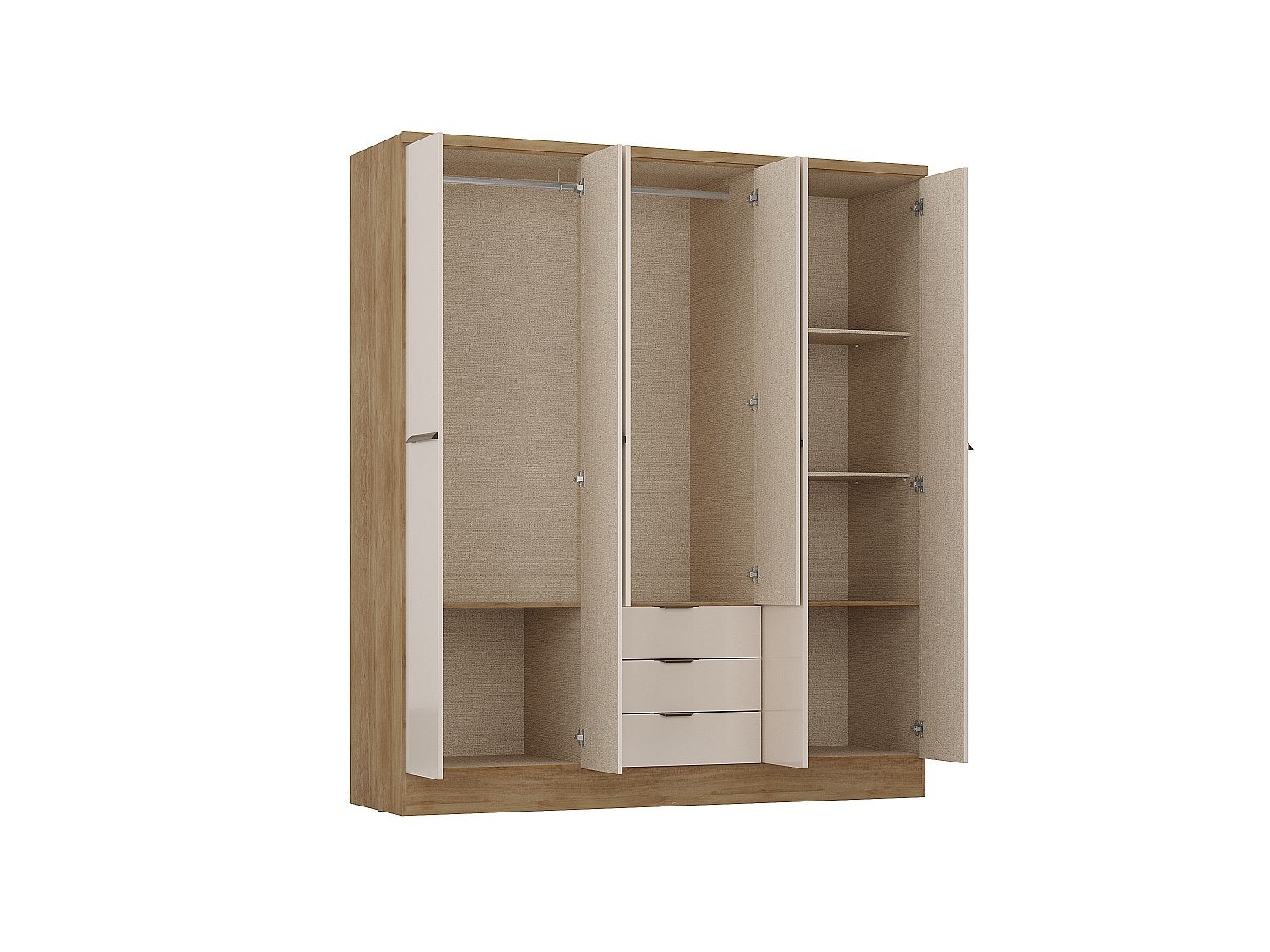 Armoire 6 portes et 3 tiroirs - L180 cm - Coloris : Beige et naturel - PEROLI - 3