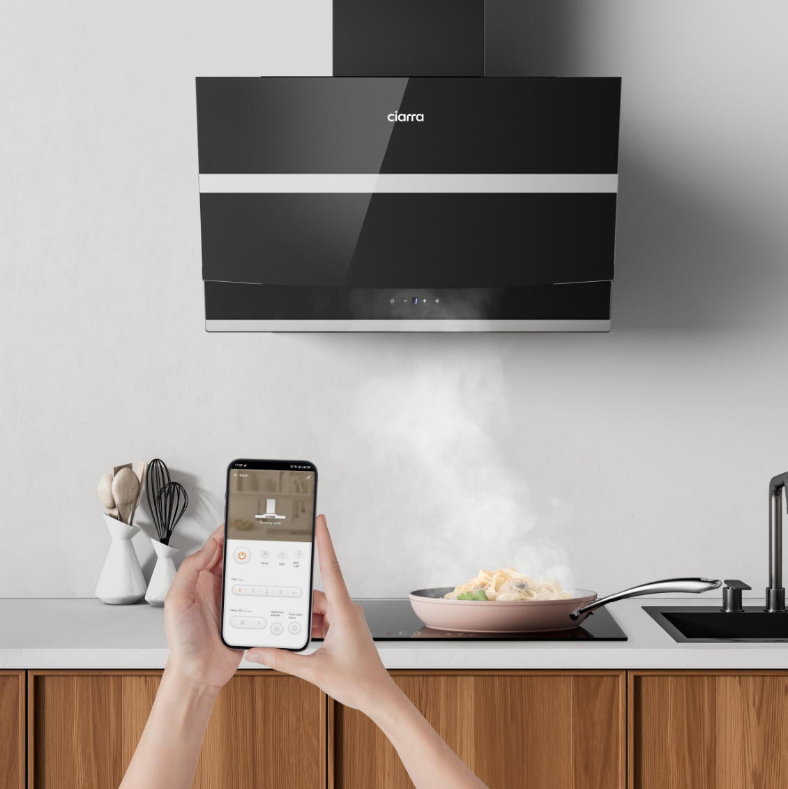 Hotte Tactile 60cm 650 m3/h Classe A+++ 4 Vitesses Booster Wi-Fi Connecté Touche Tactile Verre Noir 736NBK60 - 2