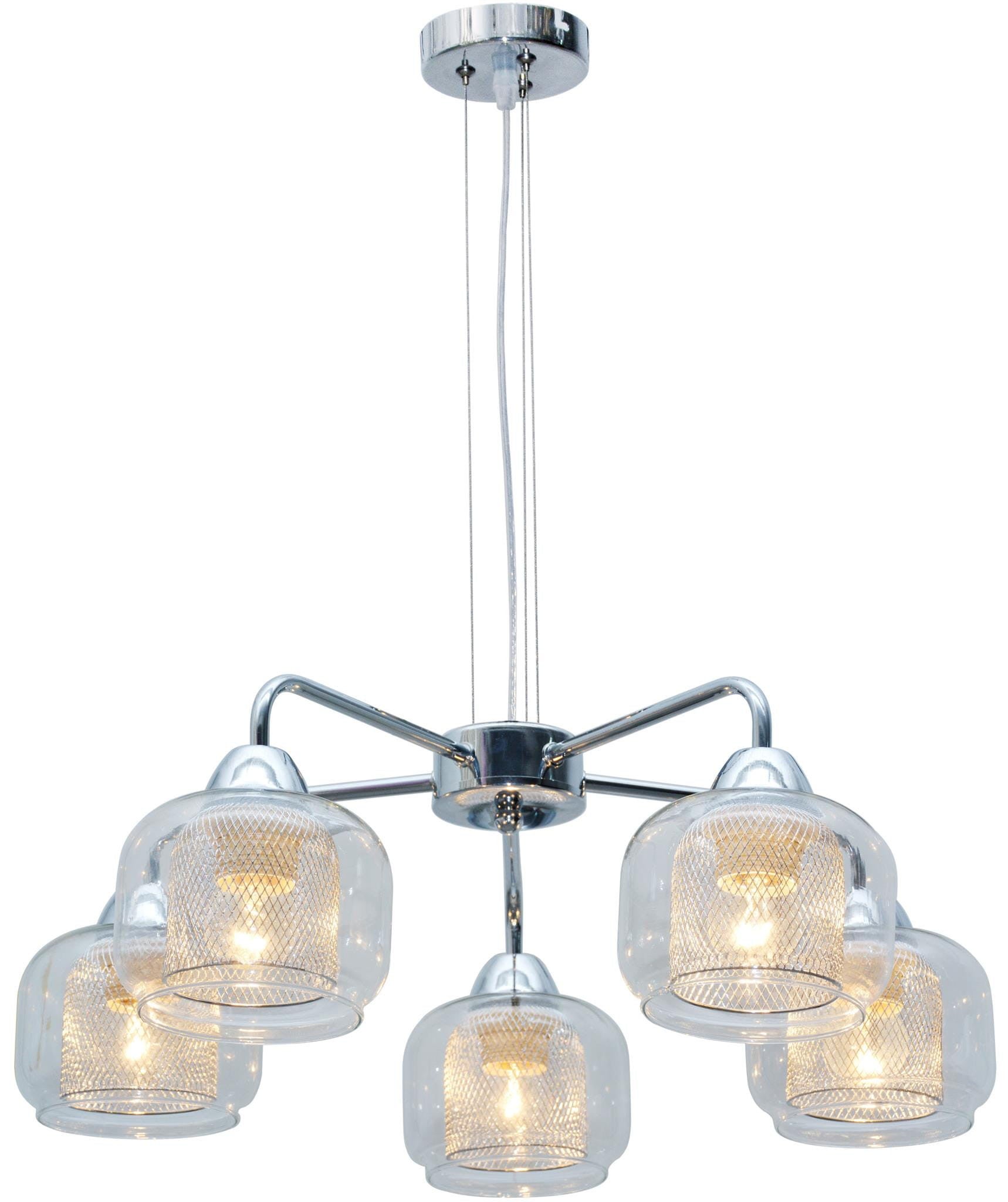 Lampa wisząca Ray chromowana-przezroczysta 5xE14x40W wym: 102 x 56 x 56 cm szkło Candellux