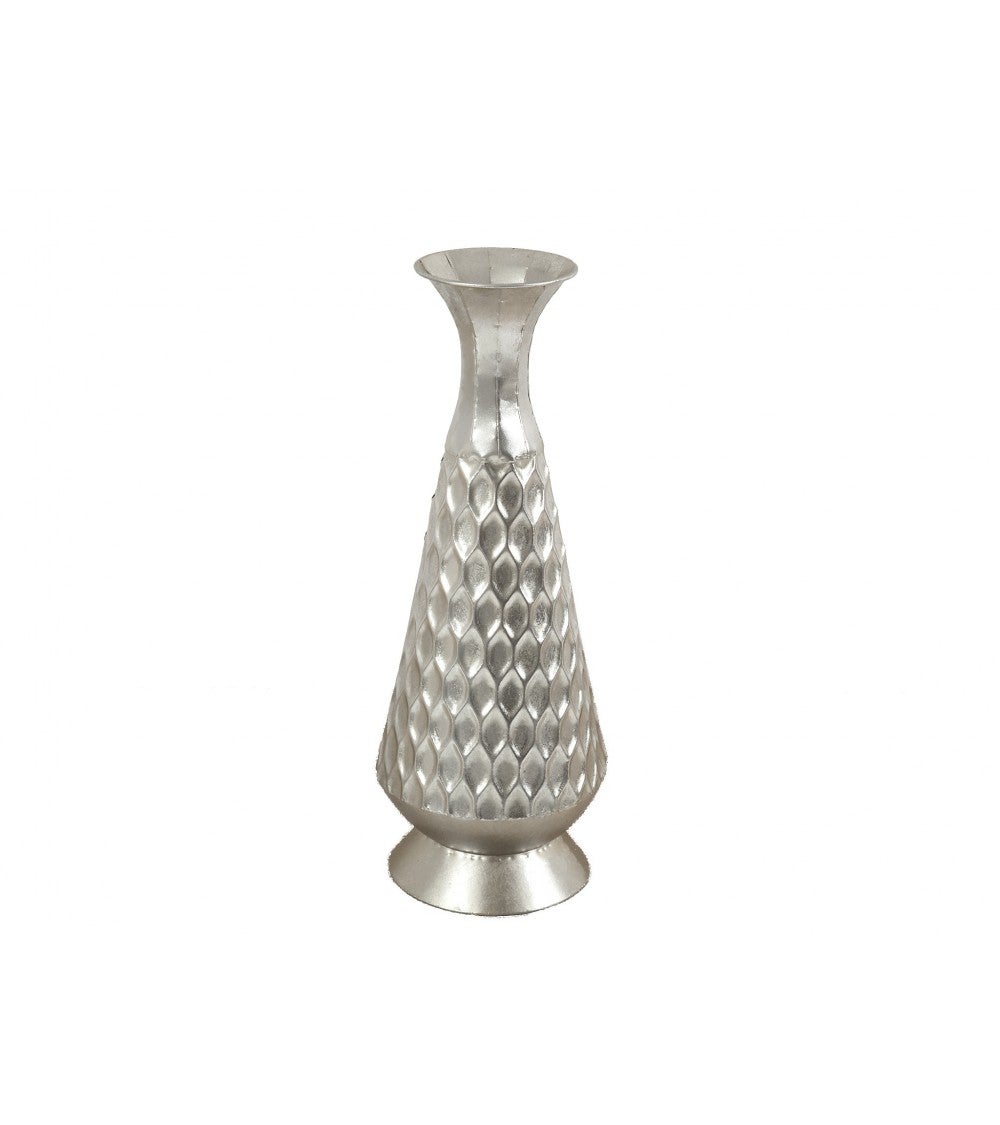 Jarrón de suelo plata de metal 70 cm | la loja de ana