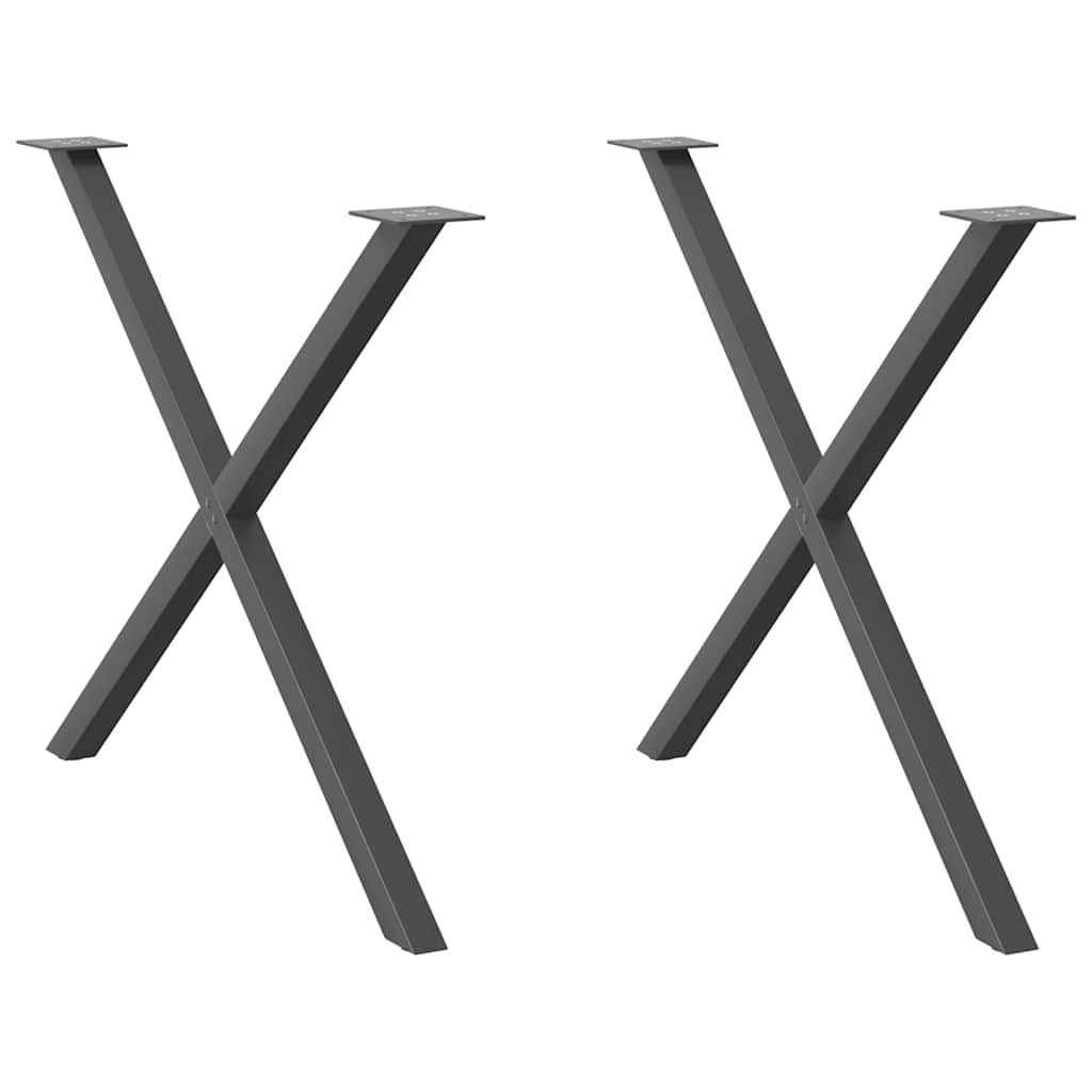 Nogi do stołu jadalnego w kształcie litery X 2 szt. Antracyt 90x(72-73) cm Stal vidaXL